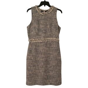 J. Crew Women’s Cream Multicolor Italian Tweed Midi Sleeveless Dress Size 6